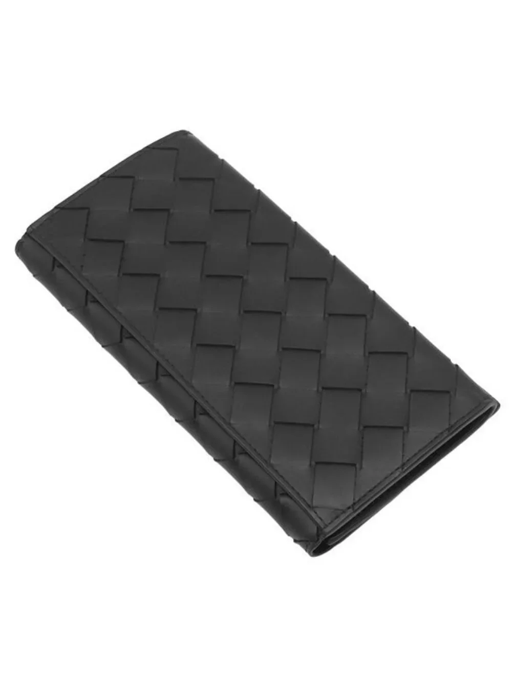 Bottega Veneta Wallet Intrecciato Leather Black Billfold Card Case Flap